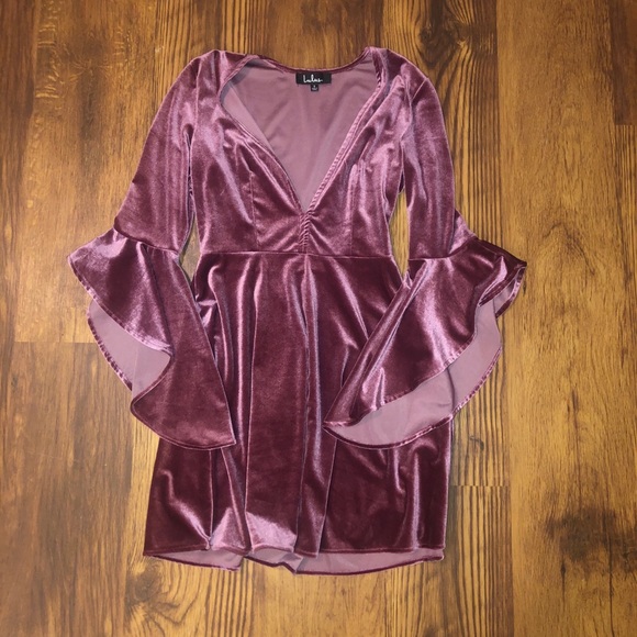 Lulus Dresses & Skirts - Dusty pink/mauve velvet bell sleeve dress NWOT💜💗